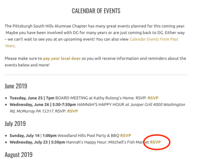Find your Event and click on the RSVP link if available (image 1)